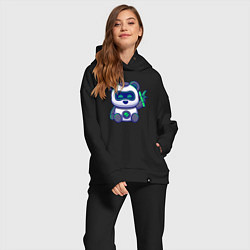 Женский костюм оверсайз Панда робот, цвет: черный — фото 2