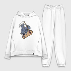 Женский костюм оверсайз Смерть на скейте, цвет: белый