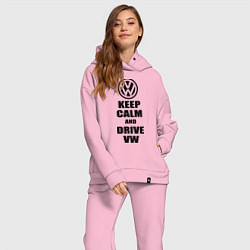 Женский костюм оверсайз Keep Calm & Drive VW, цвет: светло-розовый — фото 2