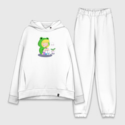 Женский костюм оверсайз Девочка - лягушка, цвет: белый