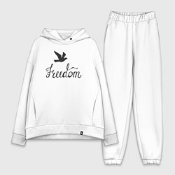 Женский костюм оверсайз Птица свободы, цвет: белый