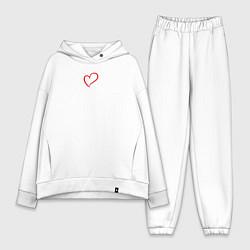 Женский костюм оверсайз Любящее сердце, цвет: белый