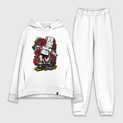 Женский костюм оверсайз Барт с татуировками, цвет: белый