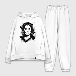 Женский костюм оверсайз Анджелина Джоли в стиле стрит-арт, цвет: белый