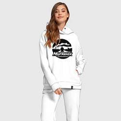 Женский костюм оверсайз Мурманский порт в круге, цвет: белый — фото 2