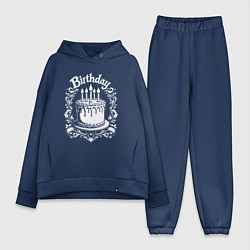 Женский костюм оверсайз День рождения торт в орнаменте