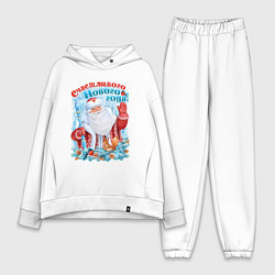 Женский костюм оверсайз Счастливого Нового года, цвет: белый