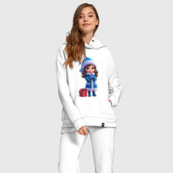 Женский костюм оверсайз Снегурочка с подарком, цвет: белый — фото 2