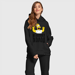 Женский костюм оверсайз Ненавижу холод, цвет: черный — фото 2