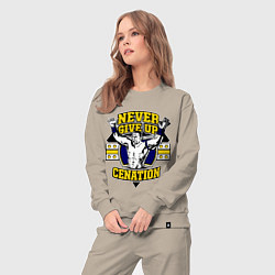 Костюм хлопковый женский Never Give Up: Cenation, цвет: миндальный — фото 2