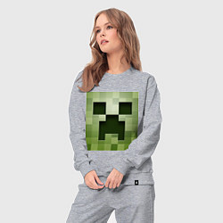 Костюм хлопковый женский Мinecraft creeper, цвет: меланж — фото 2