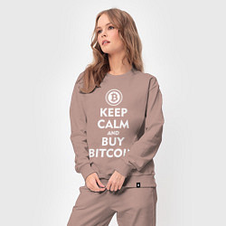 Костюм хлопковый женский Keep Calm & Buy Bitcoin, цвет: пыльно-розовый — фото 2