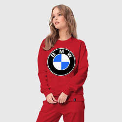 Костюм хлопковый женский Logo BMW, цвет: красный — фото 2