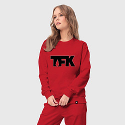 Костюм хлопковый женский TFK: Black Logo, цвет: красный — фото 2