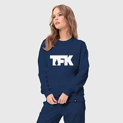 Костюм хлопковый женский TFK: White Logo, цвет: тёмно-синий — фото 2