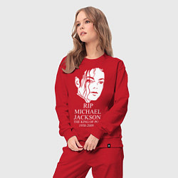 Костюм хлопковый женский Michael jackson rip 1958-2009, цвет: красный — фото 2