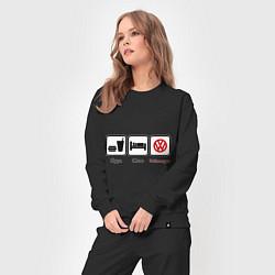 Костюм хлопковый женский Еда, сон и Volkswagen, цвет: черный — фото 2