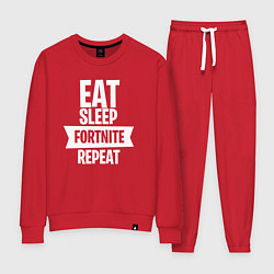 Костюм хлопковый женский Eat Sleep Fortnite Repeat, цвет: красный