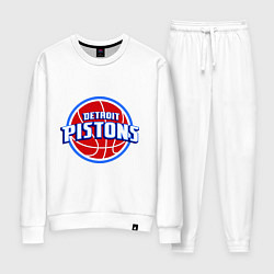 Костюм хлопковый женский Detroit Pistons - logo, цвет: белый