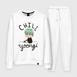 Костюм хлопковый женский Chill Yoongi, цвет: белый