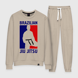 Костюм хлопковый женский Brazilian Jiu jitsu, цвет: миндальный