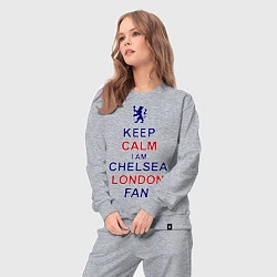 Костюм хлопковый женский Keep Calm & Chelsea London fan, цвет: меланж — фото 2