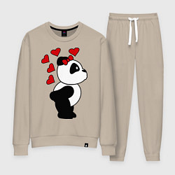 Костюм хлопковый женский Поцелуй панды: для нее, цвет: миндальный