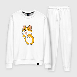 Костюм хлопковый женский Корги лапочка, цвет: белый