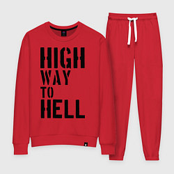 Костюм хлопковый женский High way to hell, цвет: красный