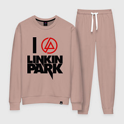 Костюм хлопковый женский I love Linkin Park, цвет: пыльно-розовый