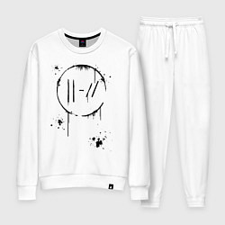 Костюм хлопковый женский TWENTY ONE PILOTS TOP, цвет: белый