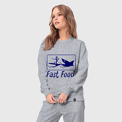 Костюм хлопковый женский Shark fast food, цвет: меланж — фото 2