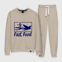 Костюм хлопковый женский Shark fast food, цвет: миндальный