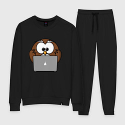 Костюм хлопковый женский Сова с ноутбуком, цвет: черный