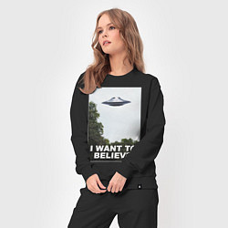 Костюм хлопковый женский I WANT TO BELIEVE, цвет: черный — фото 2