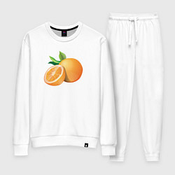 Костюм хлопковый женский Апельсины, цвет: белый