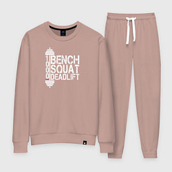 Костюм хлопковый женский Bench, squat, deadlift, цвет: пыльно-розовый