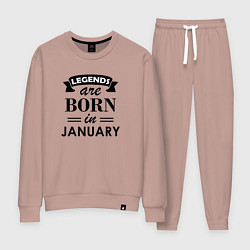 Костюм хлопковый женский Legends are born in january, цвет: пыльно-розовый