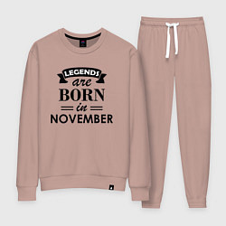 Костюм хлопковый женский Legends are born in November, цвет: пыльно-розовый