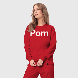 Костюм хлопковый женский Porn, цвет: красный — фото 2