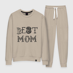 Костюм хлопковый женский Лучшая мама - best mom, цвет: миндальный