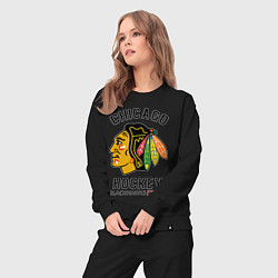 Костюм хлопковый женский CHICAGO BLACKHAWKS NHL, цвет: черный — фото 2