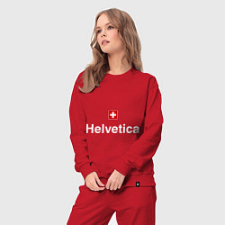 Костюм хлопковый женский Helvetica Type, цвет: красный — фото 2