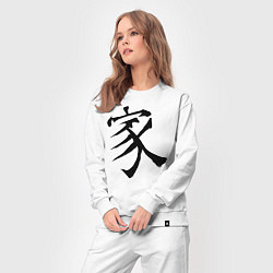 Костюм хлопковый женский Японский иероглиф Семья, цвет: белый — фото 2