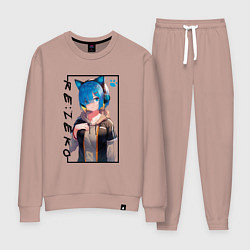 Костюм хлопковый женский Рэм Re: Жизнь с нуля в альтернативном мире, цвет: пыльно-розовый