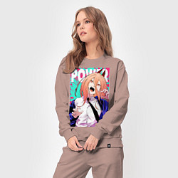 Костюм хлопковый женский POWER CHAINSAW MAN ANIME, цвет: пыльно-розовый — фото 2