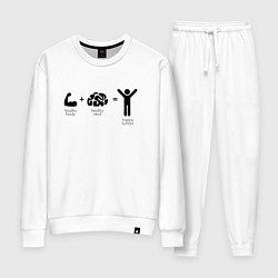 Костюм хлопковый женский Формула счастья, цвет: белый