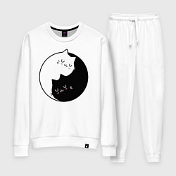 Костюм хлопковый женский Yin and Yang cats, цвет: белый