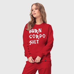 Костюм хлопковый женский BURN CORPO SHIT, цвет: красный — фото 2