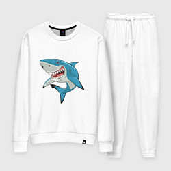 Костюм хлопковый женский Акула злая, цвет: белый